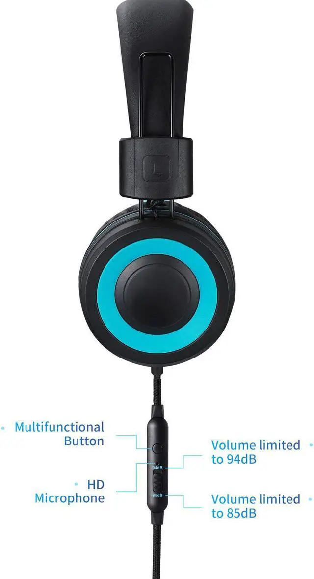 Alt view image 5 of 7 - POWMEE M3 Kids Headphones with Microphone Lightweight Foldable Adjustable Stereo Bass On-Ear Headphones with 1.3 M Tangle-Free Cord for smartphons Tablets MP3/4 with 3.5mm Jack Device(Black)