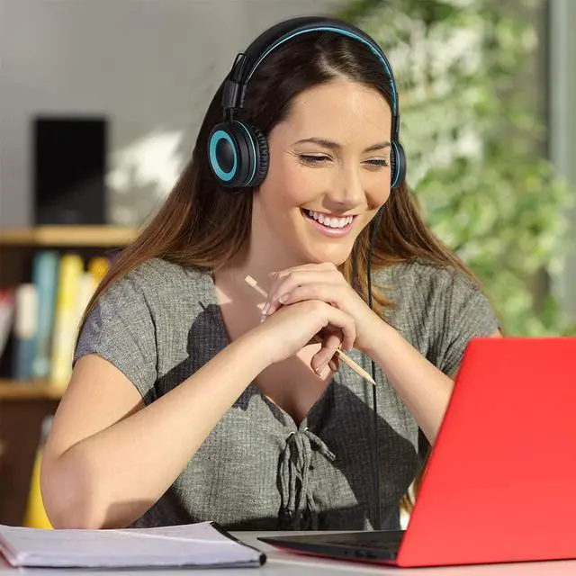 Alt view image 6 of 7 - POWMEE M3 Kids Headphones with Microphone Lightweight Foldable Adjustable Stereo Bass On-Ear Headphones with 1.3 M Tangle-Free Cord for smartphons Tablets MP3/4 with 3.5mm Jack Device(Black)