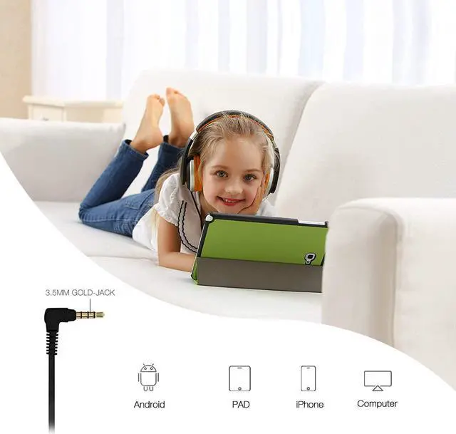 Alt view image 6 of 6 - ROCKPAPA I22 Foldable Adjustable On Ear Headphones Without Microphone for Kids/Adults Laptop Tablet MP3/4 DVD Mobile in Car/Airplane Black/Orange