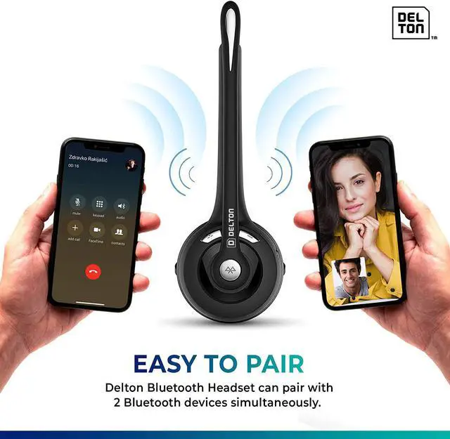 Alt view image 5 of 7 - Trucker Bluetooth Headset Wireless Headphones w/Microphone Headphones for Truck Driver Wireless Over The Head Earpiece with Mic for Skype Call Centers - 18Hrs