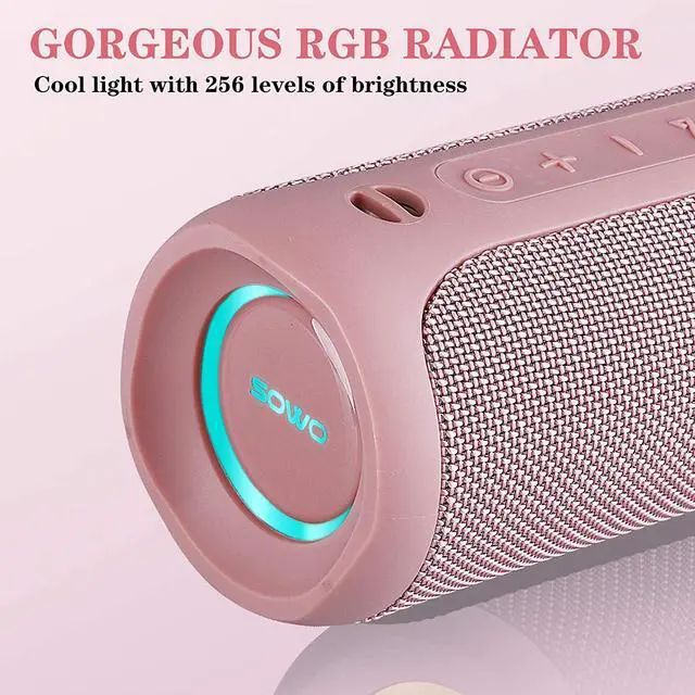 Alt view image 4 of 7 - Outdoor Portable Bluetooth Speaker, Wireless IPX7 Waterproof Speaker, 25W Loud Sound, Bassboom Technology, TWS Pairing, 16H Playtime, Speaker with Lights - Pink