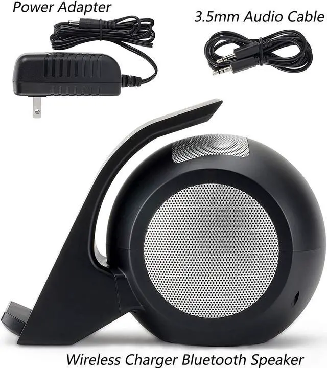 Alt view image 3 of 7 - CENSHI WN1 Premium Bluetooth Speakers and Fast Wireless Charger, Docking Station with Built in Mic Handsfree Call, for iPhone and Samsung Etc Qi Phone - Black