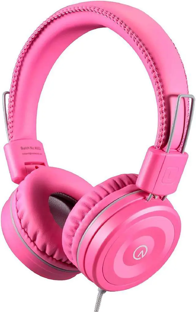 Main image of noot products K22 Kids Headphones Wired 3.5mm Jack, Foldable, Flamingo Pink | Stereo Tangle-Free 5ft Long cord, Plug-in, On-Ear Headset for Children, Boys, Girls, iPad, School, Kindle, Travel, Plane