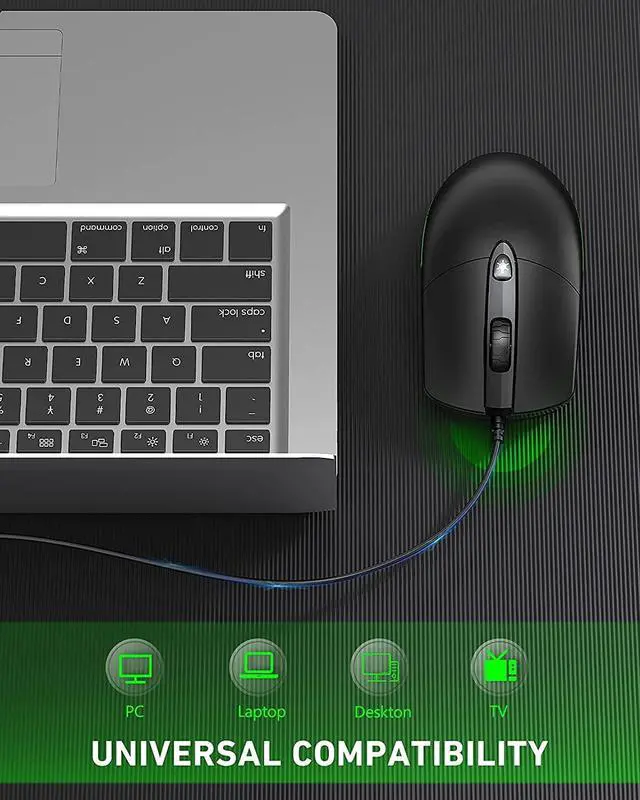 Alt view image 7 of 7 - Wired Mouse with Ergonomic Design Reduces Hand Fatigue Muscle Strain, Silent USB Computer Mouse, 1600 DPI Office and Home Mice (Black, Wired)