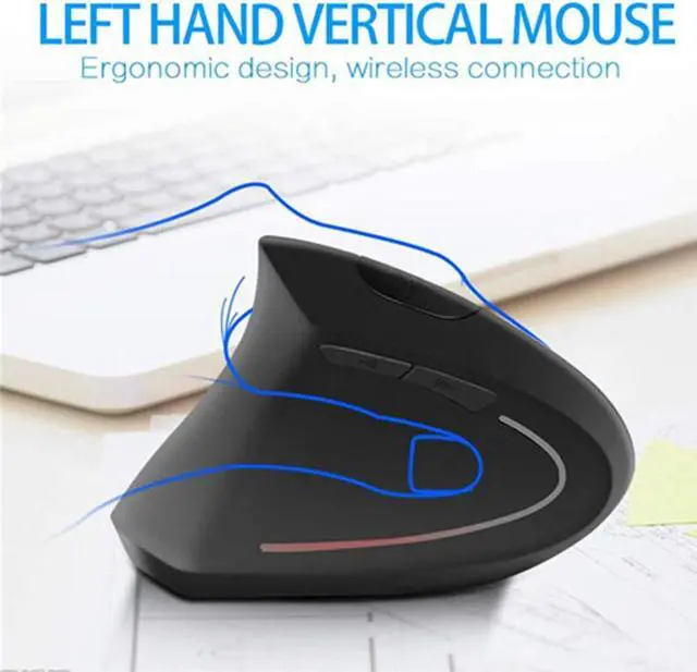 Alt view image 6 of 7 - Left-Handed Mouse, Rechargeable 2.4G Wireless Ergonomic Vertical Mice with USB Receiver, 6 Buttons and 3 Adjustable DPI 800/1200/1600 for Laptop Computer PC Desktop (Left Hand)