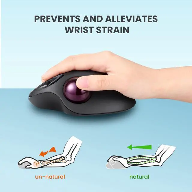 Alt view image 3 of 7 - Perixx11568 Perimice-717 Wireless Trackball Mouse, Build-in 1.34 Inch Trackball with Pointing Feature, 5 Programmable Buttons, 2 DPI Level, Black