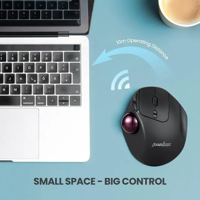 Alt view image 7 of 7 - Perixx11568 Perimice-717 Wireless Trackball Mouse, Build-in 1.34 Inch Trackball with Pointing Feature, 5 Programmable Buttons, 2 DPI Level, Black