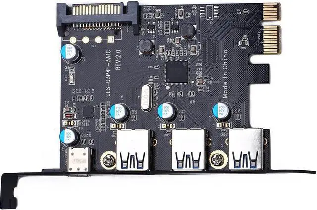 Alt view image 5 of 7 - PCI-E to USB 3.0 Type C +3 Type A Expansion Card - Interface USB 3.0 4-Port Express Card Desktop with 15 pin SATA Power Connector [ Include with A 4pin to 2x15pin Cable + A 15pin to 2X 15pin SATA Y-C