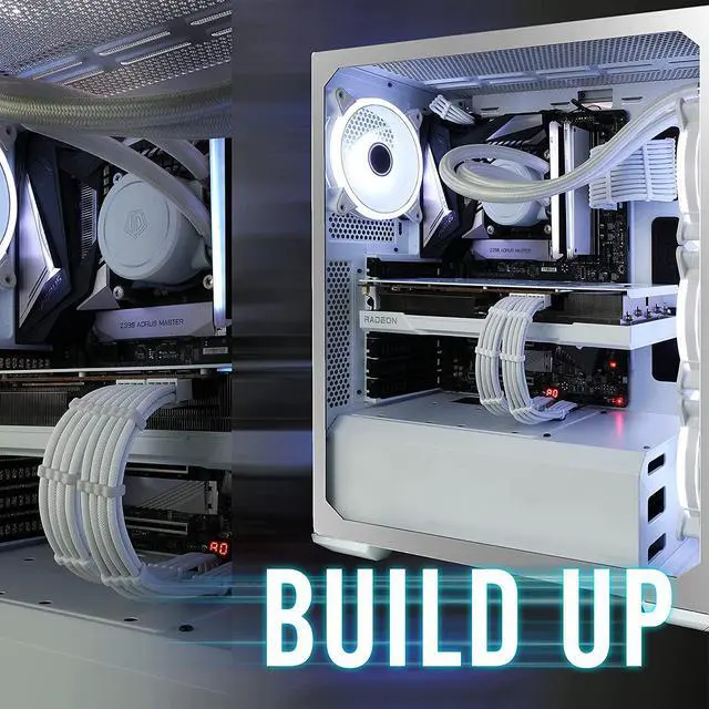 Alt view image 3 of 7 - EZDIY-FAB PSU Cable Extension kit Sleeved Cable Custom Power Supply Sleeved Extension 16 AWG 24-PIN 8-PIN 6-PIN 4+4-PIN with White Combs-White Connector-White Cable