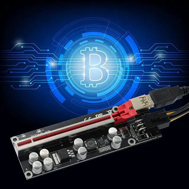 Alt view image 5 of 7 - JKTINK PCI-E 1X to 16X V009S-PLUS Riser Card Graphics Card Extension Cable 6PIN SATA Power Cable 8 Solid Capacitors ETH/GPU Mining Red 1 PCS