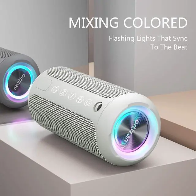 Alt view image 2 of 7 - Ortizan Black & Gray Portable Bluetooth Speaker, IPX7 Waterproof Wireless Speaker with 24W Loud Stereo Sound, Outdoor Speakers with Bluetooth 5.0, 30H Playtime,66ft Bluetooth Range, Dual Pairing