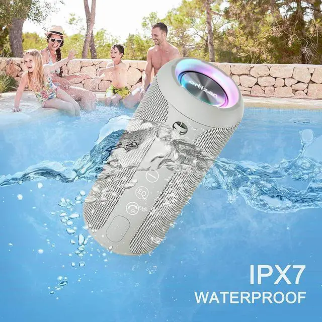 Alt view image 7 of 7 - Ortizan Black & Gray Portable Bluetooth Speaker, IPX7 Waterproof Wireless Speaker with 24W Loud Stereo Sound, Outdoor Speakers with Bluetooth 5.0, 30H Playtime,66ft Bluetooth Range, Dual Pairing