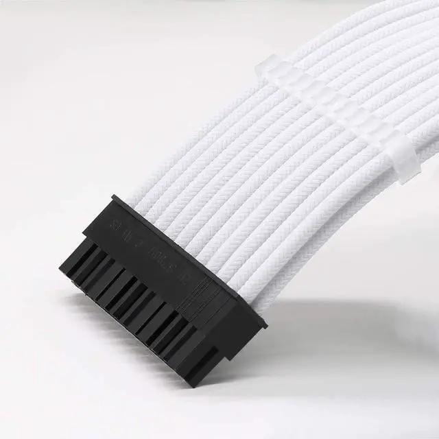 Alt view image 3 of 7 - 16AWG Power Supply Cable Kit 30cm mod Sleeve Extension Sleeved Custom mod for PSU to Motherboard PC Power Supply Cable (White)