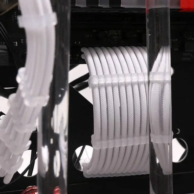 Alt view image 6 of 7 - 16AWG Power Supply Cable Kit 30cm mod Sleeve Extension Sleeved Custom mod for PSU to Motherboard PC Power Supply Cable (White)