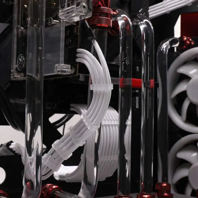 Alt view image 7 of 7 - 16AWG Power Supply Cable Kit 30cm mod Sleeve Extension Sleeved Custom mod for PSU to Motherboard PC Power Supply Cable (White)