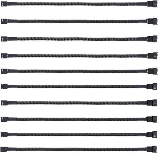 Main image of (10 Pack) 4-Pin PWM Fan Splitter Cable, 10.5"Sleeved Braided Adapter Computer PC Fan Power Extension Cable Converterfor Computer ATX Case 4 Pin 3 Pin Cooling Fan Cable
