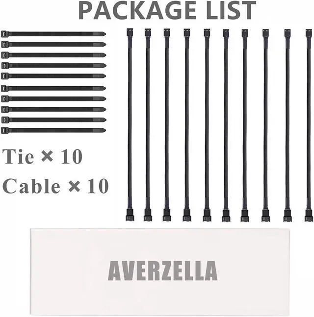 Alt view image 6 of 6 - (10 Pack) 4-Pin PWM Fan Splitter Cable, 10.5"Sleeved Braided Adapter Computer PC Fan Power Extension Cable Converterfor Computer ATX Case 4 Pin 3 Pin Cooling Fan Cable