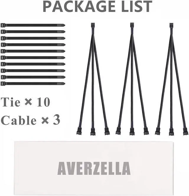Alt view image 5 of 5 - 3 Pack PWM Fan Splitter Adapter Cable Sleeved Braided Y Splitter Computer PC 4 Pin Fan Extension Power Cable 1 to 3 Converter for Computer ATX Case 4-Pin/3-Pin Cooling Fan Cable -10.5 inch
