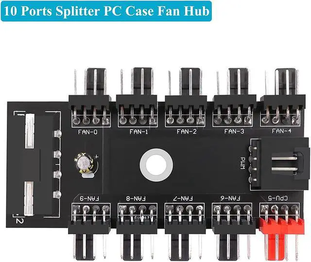 Alt view image 3 of 6 - Fancasee 4-Pin PWM Fan Power Supply Cable 1 to 10 Way Splitter Hub 4 Pin Molex Powered PC Case Motherboard Fan Power Extension Cable Cord for ATX Computer Case 4-Pin and 3-Pin Cooling Fans