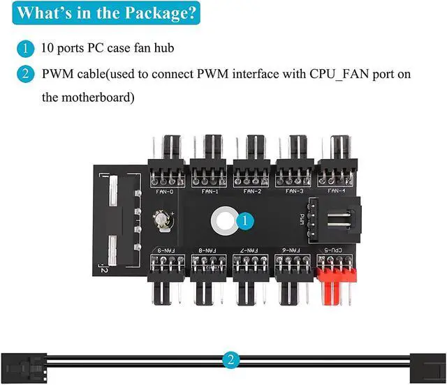 Alt view image 6 of 6 - Fancasee 4-Pin PWM Fan Power Supply Cable 1 to 10 Way Splitter Hub 4 Pin Molex Powered PC Case Motherboard Fan Power Extension Cable Cord for ATX Computer Case 4-Pin and 3-Pin Cooling Fans