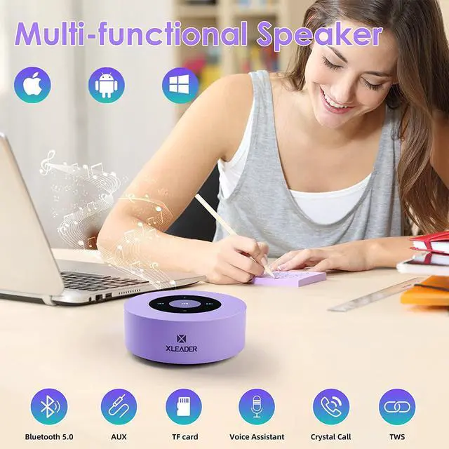Alt view image 4 of 7 - Bluetooth Speaker SoundAngel Lavender Color Auto Pairing Pocket Speaker with Portable Waterproof Case 3D Sound Mic TF Card Aux for Kitchen Bedroom Yoga Girl Women Gift Purple