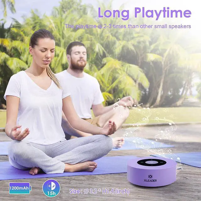 Alt view image 5 of 7 - Bluetooth Speaker SoundAngel Lavender Color Auto Pairing Pocket Speaker with Portable Waterproof Case 3D Sound Mic TF Card Aux for Kitchen Bedroom Yoga Girl Women Gift Purple