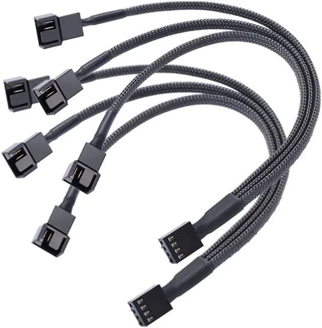 Main image of 2 Pack PWM Fan Power Splitter Cable 4 Pin Female to Male 4Pin and 3Pin Y Splitter Fan Extension Power Cable 1 to 3 for Computer PC ATX Case 4 Pin 3 Pin Cooling Fan Cable Black 18inch 50cm