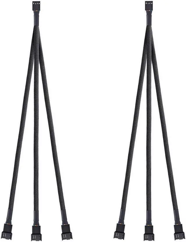 Alt view image 2 of 7 - 2 Pack PWM Fan Power Splitter Cable 4 Pin Female to Male 4Pin and 3Pin Y Splitter Fan Extension Power Cable 1 to 3 for Computer PC ATX Case 4 Pin 3 Pin Cooling Fan Cable Black 18inch 50cm