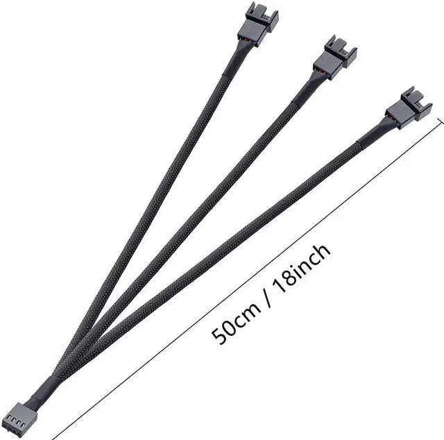 Alt view image 6 of 7 - 2 Pack PWM Fan Power Splitter Cable 4 Pin Female to Male 4Pin and 3Pin Y Splitter Fan Extension Power Cable 1 to 3 for Computer PC ATX Case 4 Pin 3 Pin Cooling Fan Cable Black 18inch 50cm