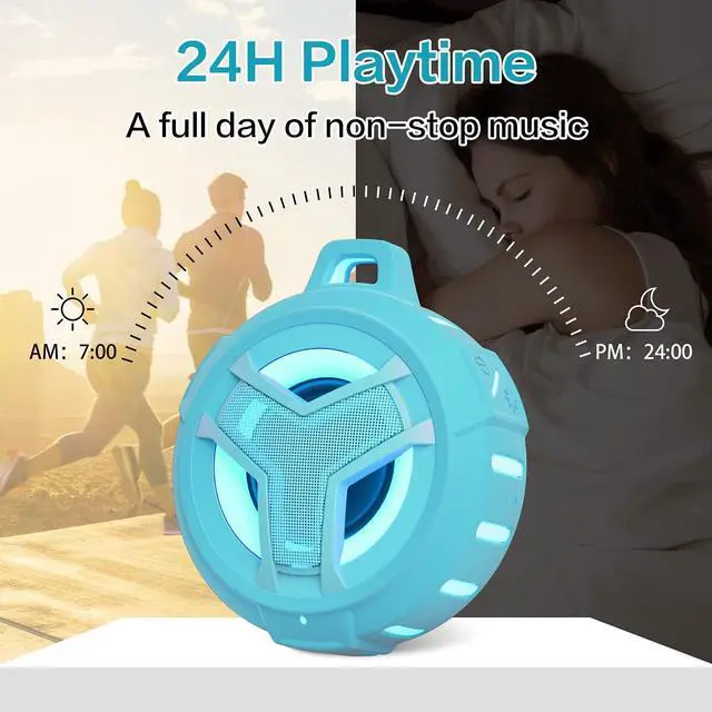 Alt view image 4 of 7 - EBODA Bluetooth Shower Speaker, IPX7 Waterproof Portable Wireless Small Speakers, Floating, 24H Playtime for Home, Beach, Pool, Kayak, Hiking, Boat Accessories, Gifts for Boys, Girls