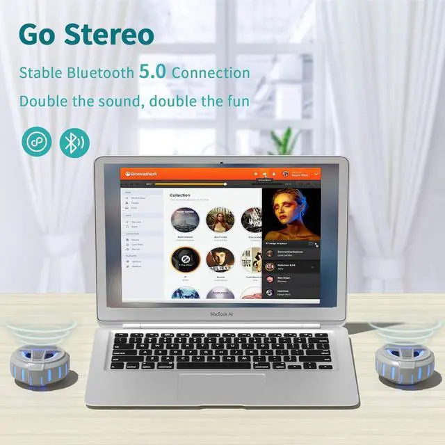 Alt view image 5 of 7 - EBODA Shower Bluetooth Speaker, IPX7 Waterproof Portable Floating Speakers with Loud HD Sound, True Wireless Stereo Speaker with LED Light, 24H Play for Shower Pool Beach, Gifts for Men, Women - Gray