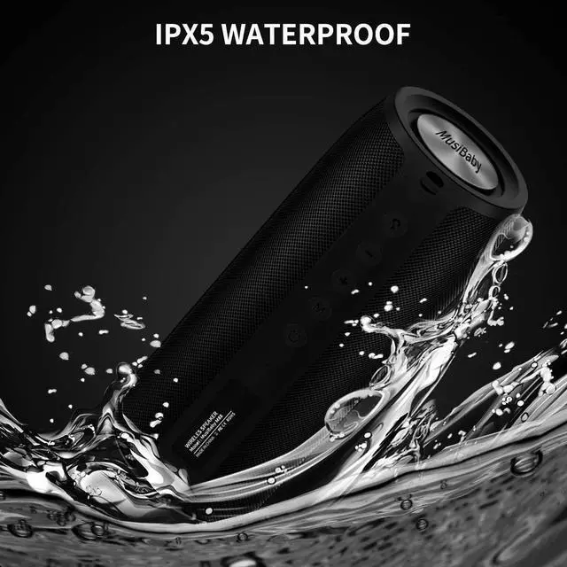 Alt view image 4 of 7 - Bluetooth Speaker,MusiBaby M88 Speaker,Speakers Bluetooth Wireless,Dual Pairing, Bluetooth 5.0,Loud Stereo Sound,Booming Bass,30H Playtime for Home& Outdoor Party,Beach,Portable Speaker,Gifts(Black)
