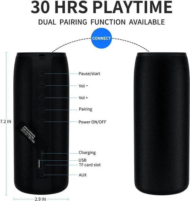 Alt view image 5 of 7 - Bluetooth Speaker,MusiBaby M88 Speaker,Speakers Bluetooth Wireless,Dual Pairing, Bluetooth 5.0,Loud Stereo Sound,Booming Bass,30H Playtime for Home& Outdoor Party,Beach,Portable Speaker,Gifts(Black)