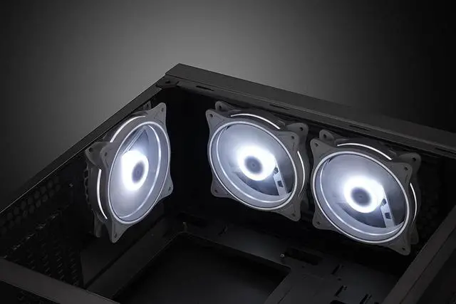Alt view image 5 of 7 - 120mm Computer PC Cooling Fan White LED Game Case Cooler Fan Quiet 12V Computer PC Fan with Triple Light Loop 3-Pack
