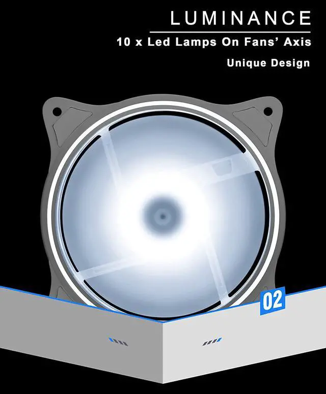 Alt view image 3 of 7 - 120mm Computer PC Cooling Fan White LED Game Case Cooler Fan Quiet 12V Computer PC Fan with Triple Light Loop 3-Pack