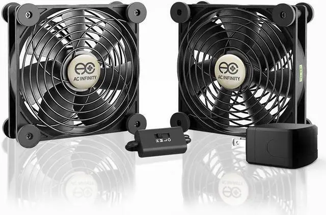 Main image of AC Infinity MULTIFAN S7-P, Quiet Dual 120mm AC-Powered Fan with Speed Control, UL-Certified for Receiver DVR Playstation Xbox Component Cooling