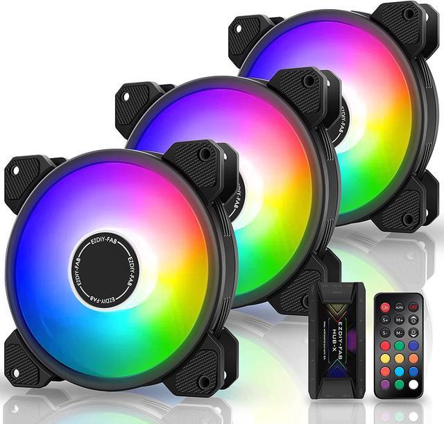 Computer Fan Lighting Effect Controller, 12V 4-Pin RGB Fan Equipment  Connect Cable Control Remote Controller with On/Off Swtich and Brightness