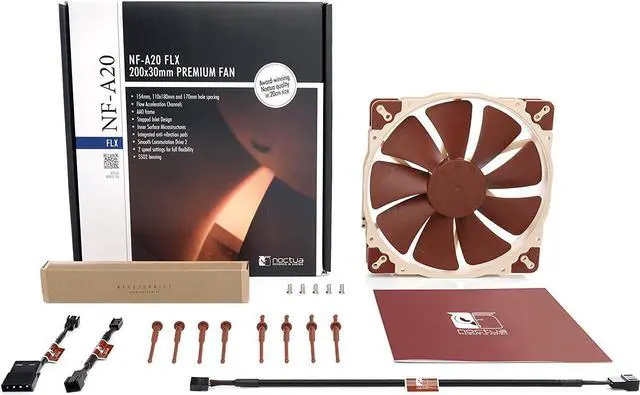 Alt view image 5 of 7 - Noctua NF-A20 FLX, Premium Quiet Fan, 3-Pin (200x30mm, Brown)