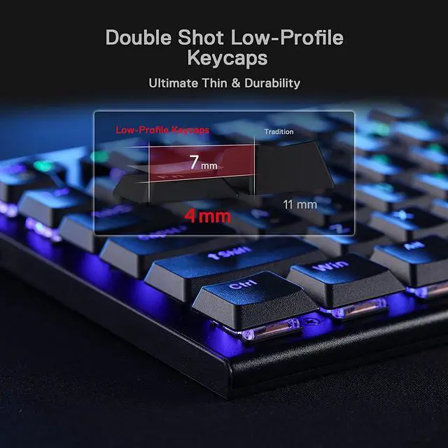 Alt view image 4 of 7 - Redragon K618 Horus Wireless RGB Mechanical Keyboard, Bluetooth/2.4Ghz/Wired Tri-Mode Ultra-Thin Low Profile Gaming Keyboard w/No-Lag Cordless Connection, Dedicated Media Control & Linear Red Switch