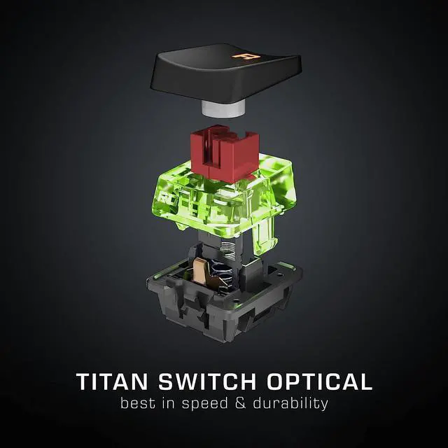 Alt view image 6 of 7 - ROCCAT Vulcan TKL Pro Tenkeyless Linear Optical Titan Switch PC Gaming Keyboard with Per-key AIMO RGB Lighting, Anodized Aluminum Top Plate, and Detachable USB-C Cable, Black