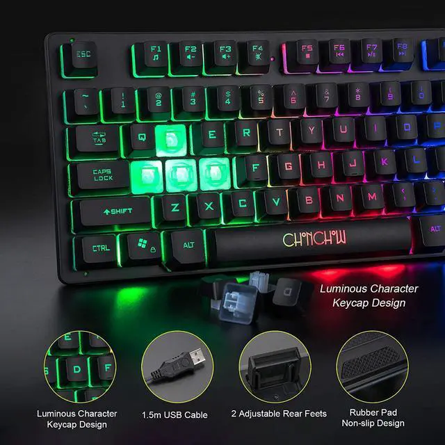 Alt view image 5 of 7 - RGB Compact Gaming Keyboard USB Wired 87 Keys Gaming Keyboard LED Rainbow Backlit Tenkeyless Gaming Keyboard TKL Keyboard Gaming RGB Keyboard for Laptop Ps4 PC Computer Game and Work