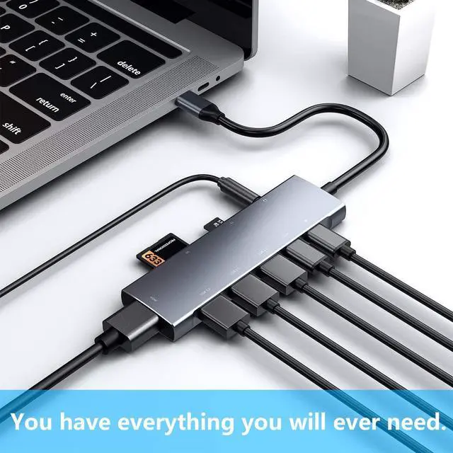 Alt view image 7 of 7 - USB C HUB for iPad Pro 9-in-1 Adapter iPad Pro M4 M2 M1 13 12.9 11 inch iPad Air 5 4 Docking Station with 4K HDMI, USB-C PD, SD/TF Card Reader, USB 3.0, 3.5mm Headphone Jack, Type C Data, iPad Mini 6