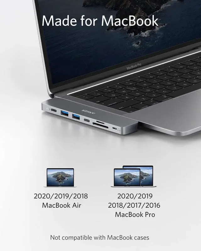 Alt view image 2 of 7 - Anker USB C Hub for MacBook, PowerExpand Direct 8-in-2 USB C Adapter Compatible with Thunderbolt 3 USB C Port, 4K HDMI Port, USB C and USB A 3.0 Data Ports, SD and microSD Card Reader, Lightning Audio