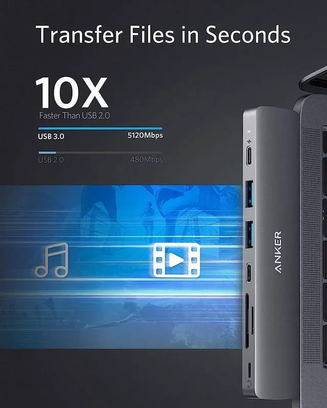 Alt view image 7 of 7 - Anker USB C Hub for MacBook, PowerExpand Direct 8-in-2 USB C Adapter Compatible with Thunderbolt 3 USB C Port, 4K HDMI Port, USB C and USB A 3.0 Data Ports, SD and microSD Card Reader, Lightning Audio