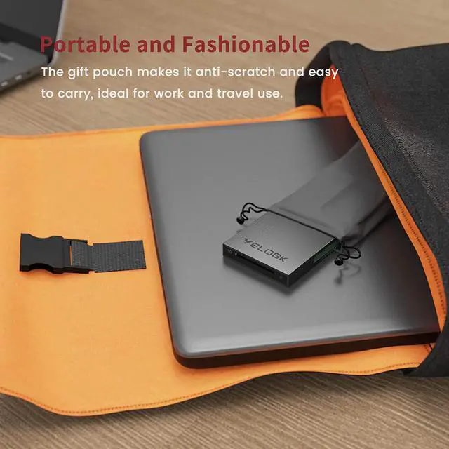 Alt view image 6 of 7 - 3-in-1 CFexpress/XQD/SD 4.0 UHS-II Card Reader USB C, VELOGK Dual-Slot USB 3.2(10Gbps) CFexpress Type B Card Reader Adapter for Android/Windows/Mac OS/Linux, with Brushed Aluminum Case&Portable Pouch