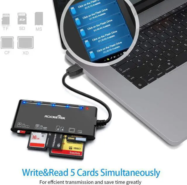 Alt view image 4 of 7 - USB3.0 Multi-Card Reader, SD/TF/CF/Micro SD/XD/MS 7 in 1 Fast 5Gbps Memory Card Reader/Writer/Hub for SD SDXC SDHC CF CFI TF Micro SD Micro SDXC Micro SDHC MS MMC UHS-I Cards,for Windows/Linux/Mac OS