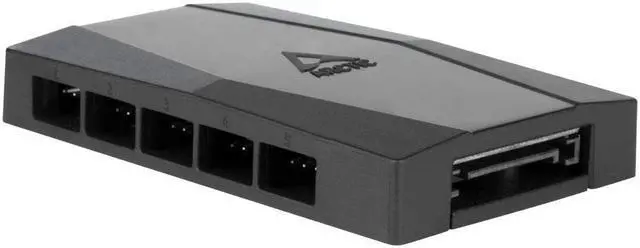 Alt view image 5 of 7 - Case Fan Hub - 10-fold PWM Fan Distributor with SATA Power - Black