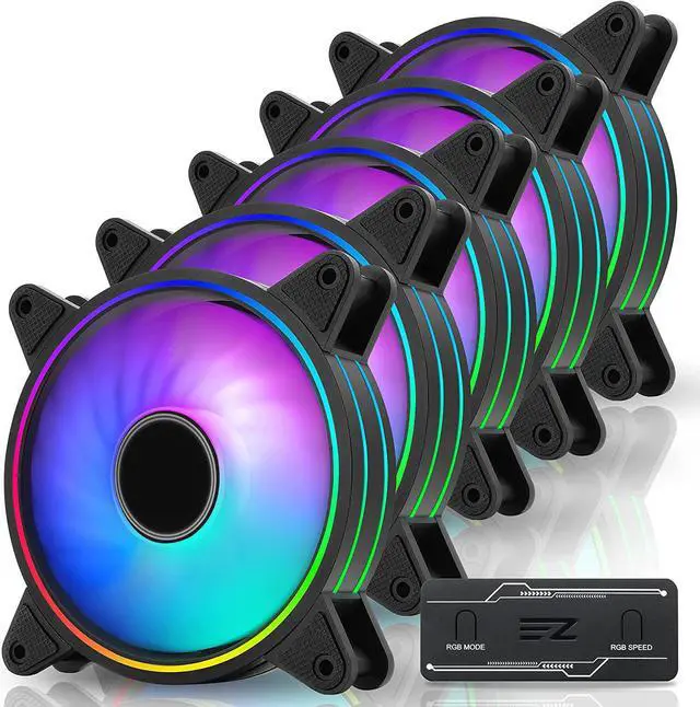 Main image of EZDIY-FAB Moonlight 120mm RGB PWM Case Fan with RGB PWM Fan Hub,5V Motherboard Sync,ARGB Computer Fan,Multiple Light Modes-5 Pack