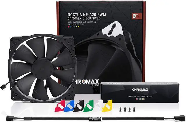 Alt view image 4 of 7 - Noctua NF-A20 PWM chromax.Black.swap, Premium Quiet Fan, 4-Pin (200x30mm, Black)