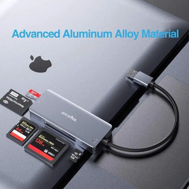 Alt view image 4 of 7 - CF Card Reader USB 3.0 to Compact Flash Memory Card Reader Adapter 5Gbps Read 5 Cards Simultaneously for SDXC SDHC SD Micro SDXC Micro SD Micro SDHC M2 MS CF and UHS-I Card (Grey)